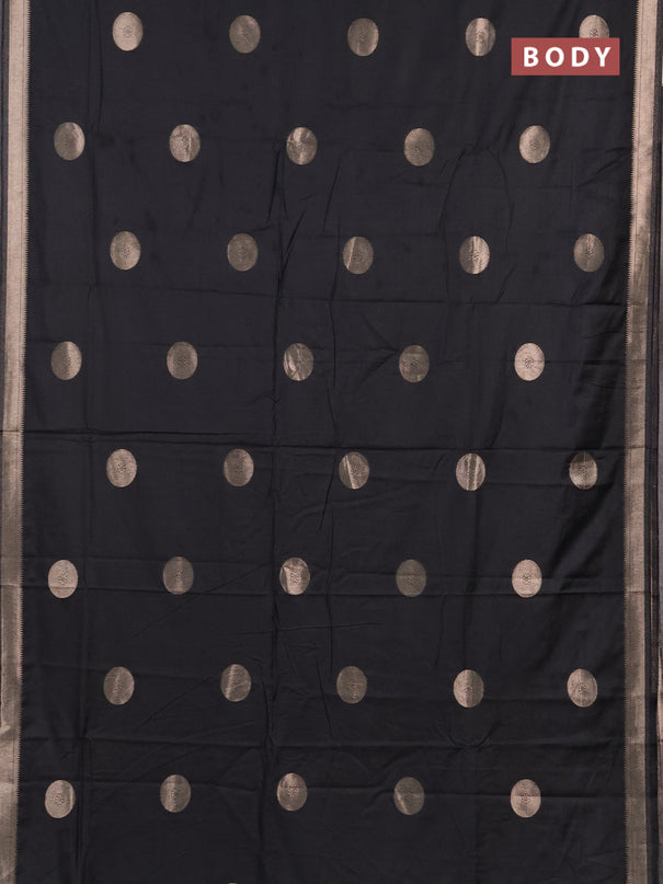 Semi chanderi saree black with zari woven buttas and zari woven border