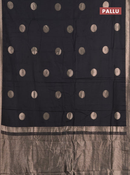 Semi chanderi saree black with zari woven buttas and zari woven border