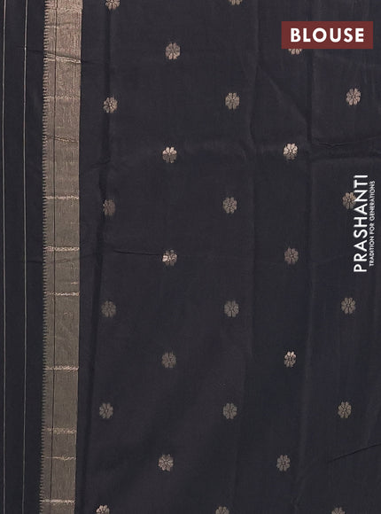 Semi chanderi saree black with zari woven buttas and zari woven border