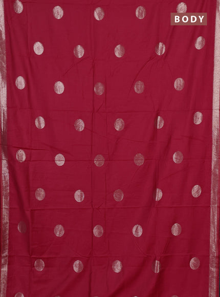Semi chanderi saree red with zari woven buttas and zari woven border