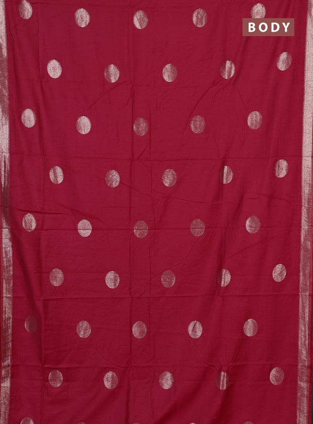 Semi chanderi saree red with zari woven buttas and zari woven border