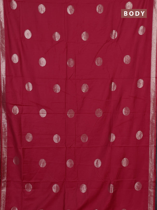 Semi chanderi saree red with zari woven buttas and zari woven border