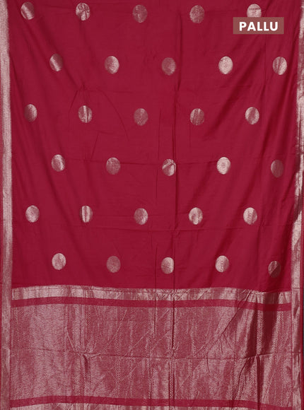 Semi chanderi saree red with zari woven buttas and zari woven border