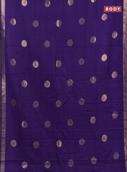 Semi chanderi saree violet with zari woven buttas and zari woven border