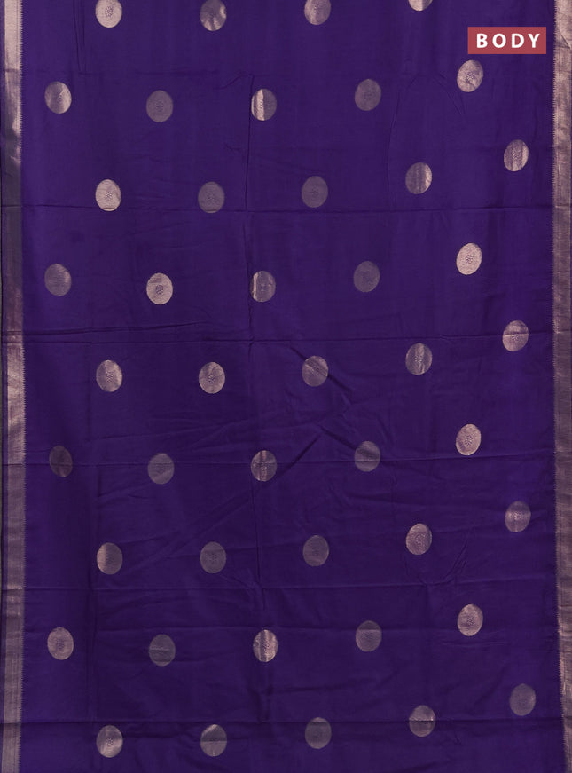 Semi chanderi saree violet with zari woven buttas and zari woven border
