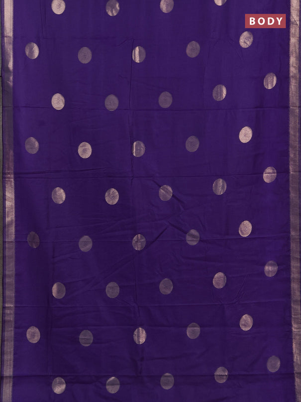 Semi chanderi saree violet with zari woven buttas and zari woven border