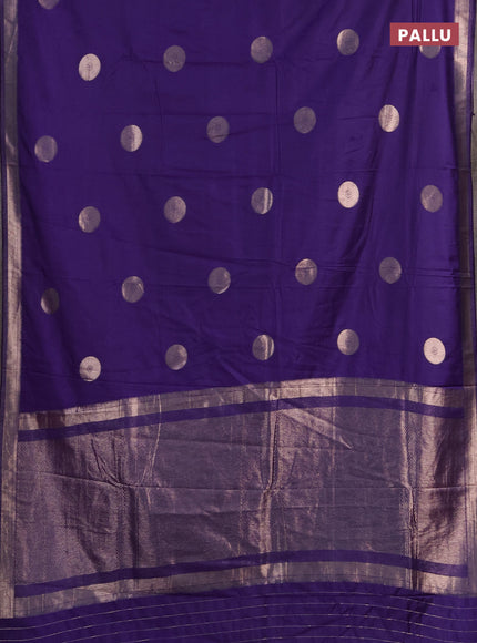 Semi chanderi saree violet with zari woven buttas and zari woven border