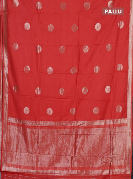 Semi chanderi saree orange with zari woven buttas and zari woven border