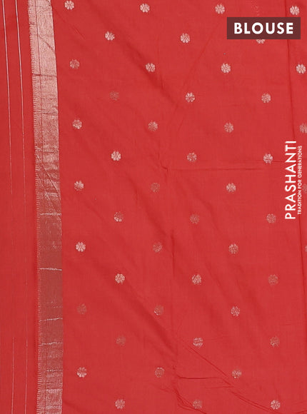 Semi chanderi saree orange with zari woven buttas and zari woven border