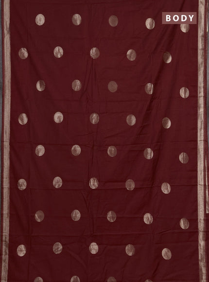Semi chanderi saree maroon with zari woven buttas and zari woven border