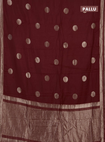 Semi chanderi saree maroon with zari woven buttas and zari woven border