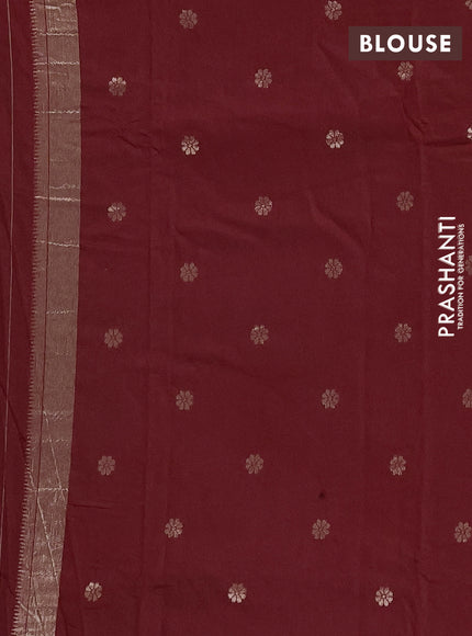 Semi chanderi saree maroon with zari woven buttas and zari woven border