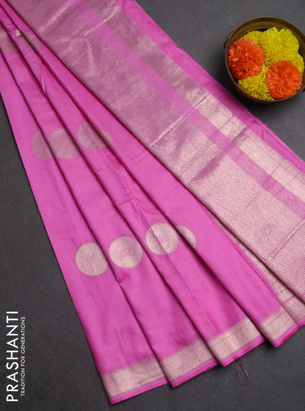 Semi chanderi saree light pink with zari woven buttas and zari woven border