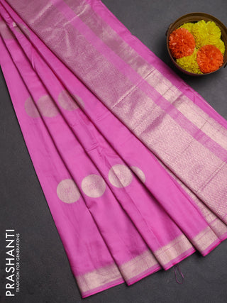 Semi chanderi saree light pink with zari woven buttas and zari woven border