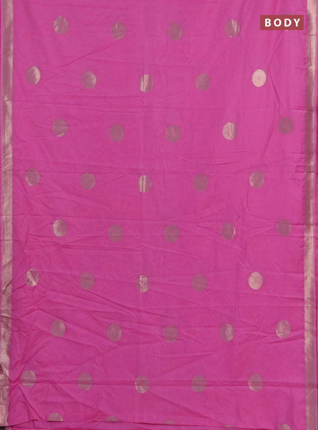 Semi chanderi saree light pink with zari woven buttas and zari woven border