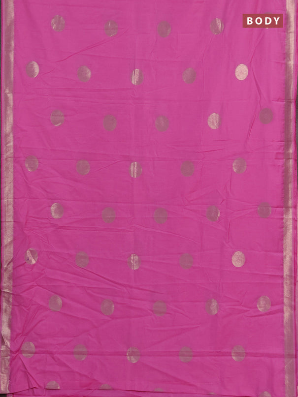 Semi chanderi saree light pink with zari woven buttas and zari woven border