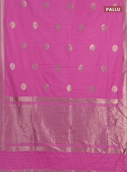 Semi chanderi saree light pink with zari woven buttas and zari woven border