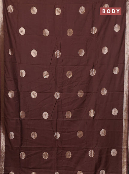 Semi chanderi saree brown with zari woven buttas and zari woven border