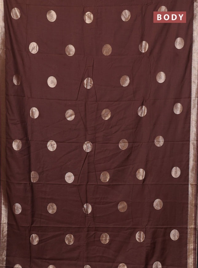 Semi chanderi saree brown with zari woven buttas and zari woven border