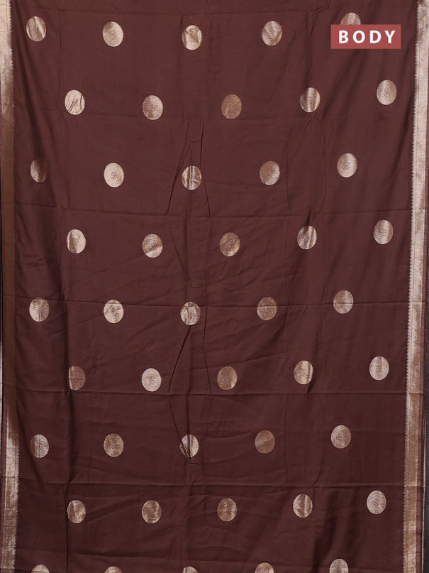 Semi chanderi saree brown with zari woven buttas and zari woven border