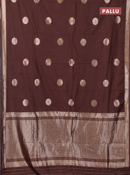 Semi chanderi saree brown with zari woven buttas and zari woven border