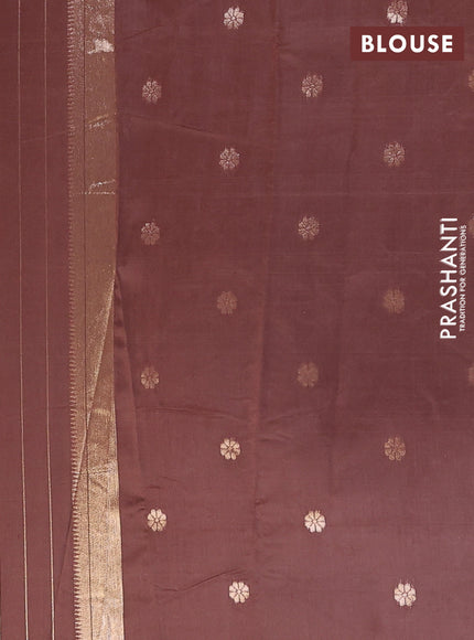 Semi chanderi saree brown with zari woven buttas and zari woven border