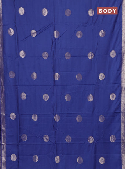 Semi chanderi saree blue shade with zari woven buttas and zari woven border