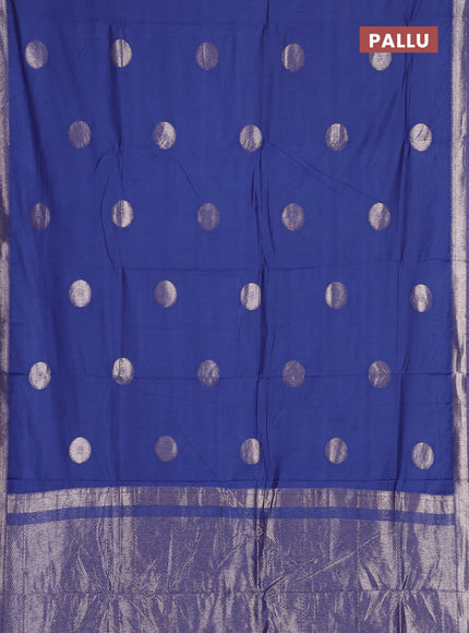 Semi chanderi saree blue shade with zari woven buttas and zari woven border