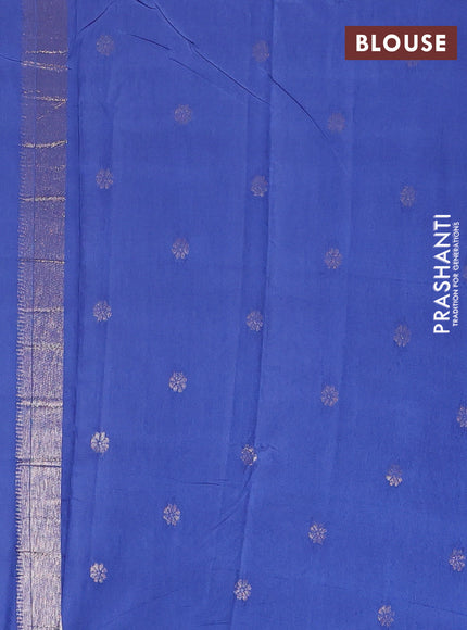 Semi chanderi saree blue shade with zari woven buttas and zari woven border