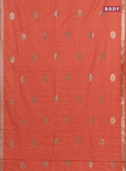 Semi chanderi saree orange with zari woven buttas and zari woven border