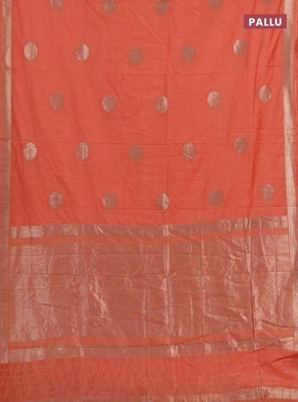 Semi chanderi saree orange with zari woven buttas and zari woven border