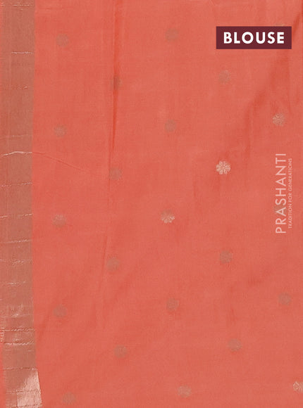 Semi chanderi saree orange with zari woven buttas and zari woven border