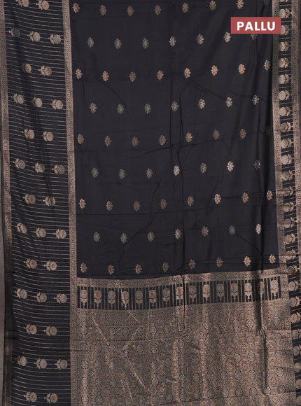 Semi chanderi saree black with zari woven buttas and long zari woven border