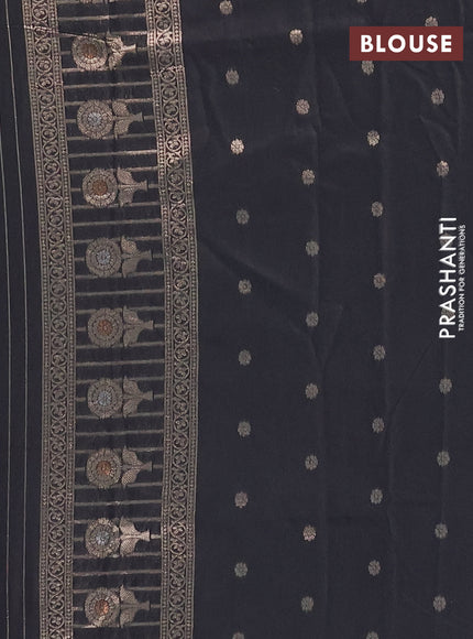 Semi chanderi saree black with zari woven buttas and long zari woven border