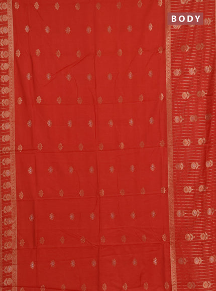 Semi chanderi saree orange with zari woven buttas and long zari woven border