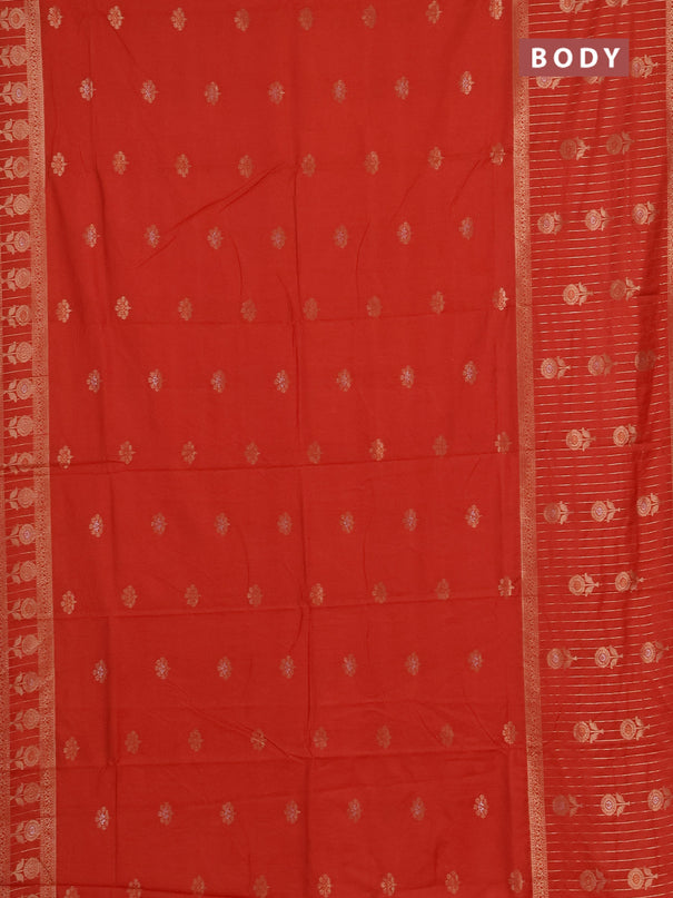 Semi chanderi saree orange with zari woven buttas and long zari woven border
