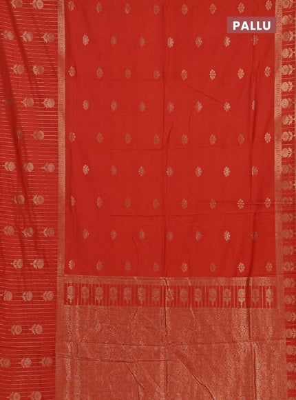 Semi chanderi saree orange with zari woven buttas and long zari woven border