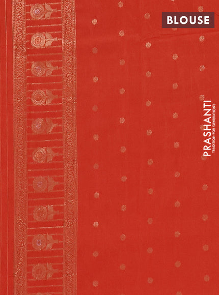 Semi chanderi saree orange with zari woven buttas and long zari woven border
