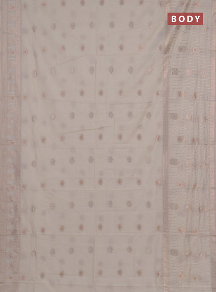 Semi chanderi saree off white with zari woven buttas and long zari woven border