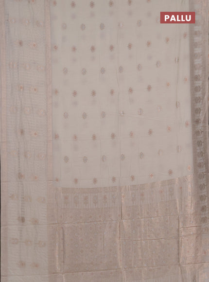Semi chanderi saree off white with zari woven buttas and long zari woven border