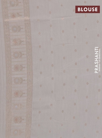 Semi chanderi saree off white with zari woven buttas and long zari woven border