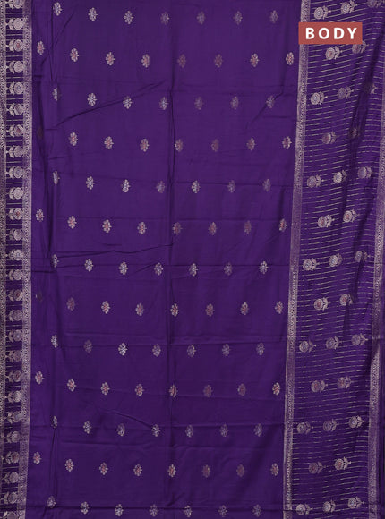 Semi chanderi saree violet with zari woven buttas and long zari woven border