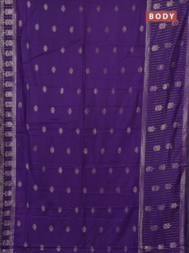 Semi chanderi saree violet with zari woven buttas and long zari woven border