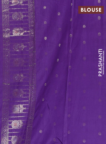 Semi chanderi saree violet with zari woven buttas and long zari woven border
