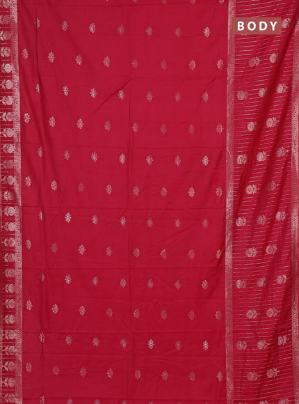 Semi chanderi saree maroon with zari woven buttas and long zari woven border