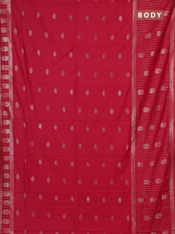 Semi chanderi saree maroon with zari woven buttas and long zari woven border