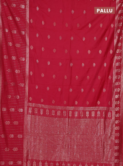 Semi chanderi saree maroon with zari woven buttas and long zari woven border