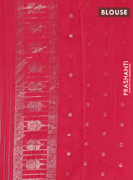 Semi chanderi saree maroon with zari woven buttas and long zari woven border