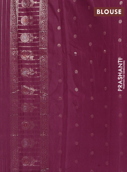 Semi chanderi saree wine shade with zari woven buttas and long zari woven border