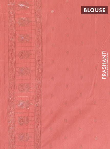 Semi chanderi saree orange with zari woven buttas and long zari woven border